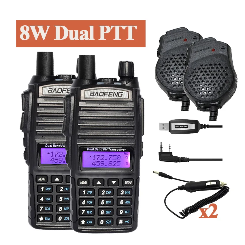 imágenes para 2 Unidades 8 W de Banda Dual de BaoFeng UV-82 Radio Walky talky receptores de Radio Comunicador Jamón UV-82HX UV 5R Walkie Talkie Portátil conjunto imágenes para 2 Unidades 8 W de Banda Dual de BaoFeng UV-82 Radio Walky talky receptores de Radio Comunicador Jamón UV-82HX UV 5R Walkie Talkie Portátil conjunto