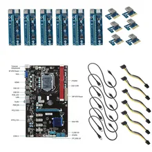New Professional 6 GPU Mining Motherboard+6pcs PCI-E Extender Riser Card For BTC Eth Rig Ethereum QJY99