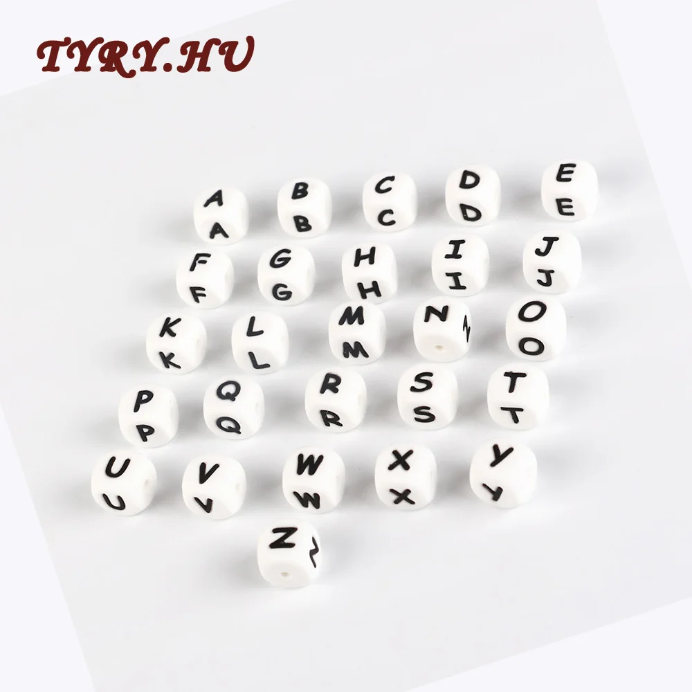 

TYRY.HU 26 English letters Silicone Beads Baby Teether Beads Chewing Alphabet Bead For Personalized Name DIY Teething Necklace