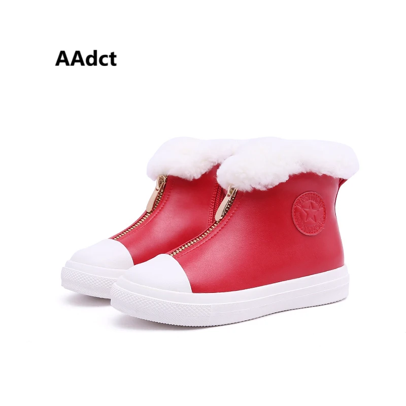 

AAdct 2017 winter fur warm girls shoes Brand High quality running sports kids shoes for girls Front zipper children shoes