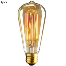 4 шт./лот ST64 T45 накаливания 40 Вт E27 A60(A19) теплый белый ретро диммируемая декоративная лампа накаливания Винтаж электрическая лампочка эдисона лампочка 110-130 V