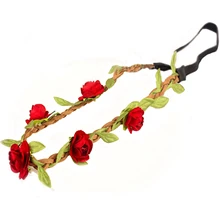 Цветок Женщины Hairband Повязка Фестиваль Свадьба красный