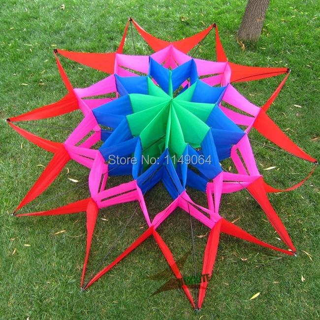 

free shipping high quality 3D lotus kite with kite line easy control kite wing octopus kite ripstop nylon fabric hcxkite