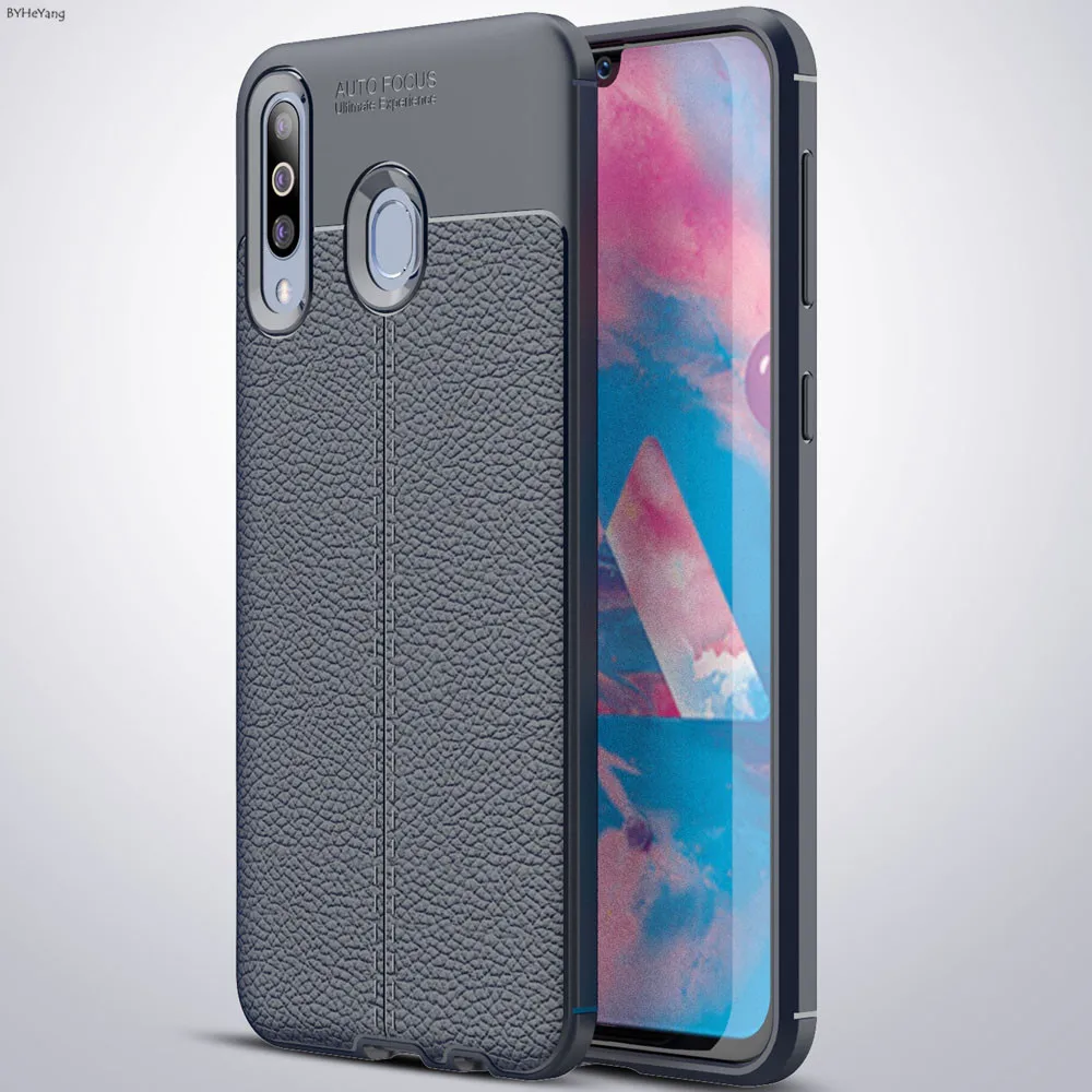 Кожаный чехол личи Личи для Samsung Galaxy M30 матовый Мягкий ТПУ силиконовый роскошный