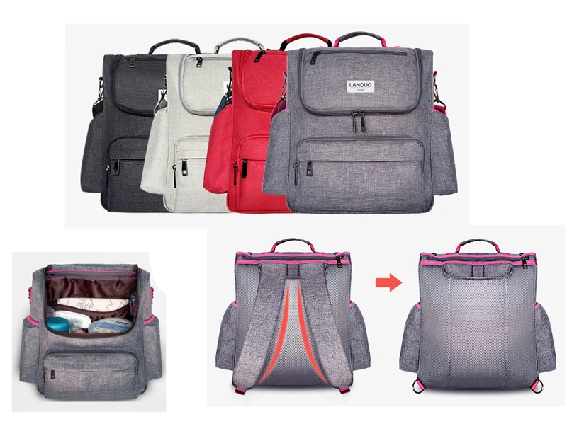 

New Large Multi-functional Waterproof Unisex Baby Nappy Changing Bag Diaper Bag Backpack Messenger Bag with Stroller hooks