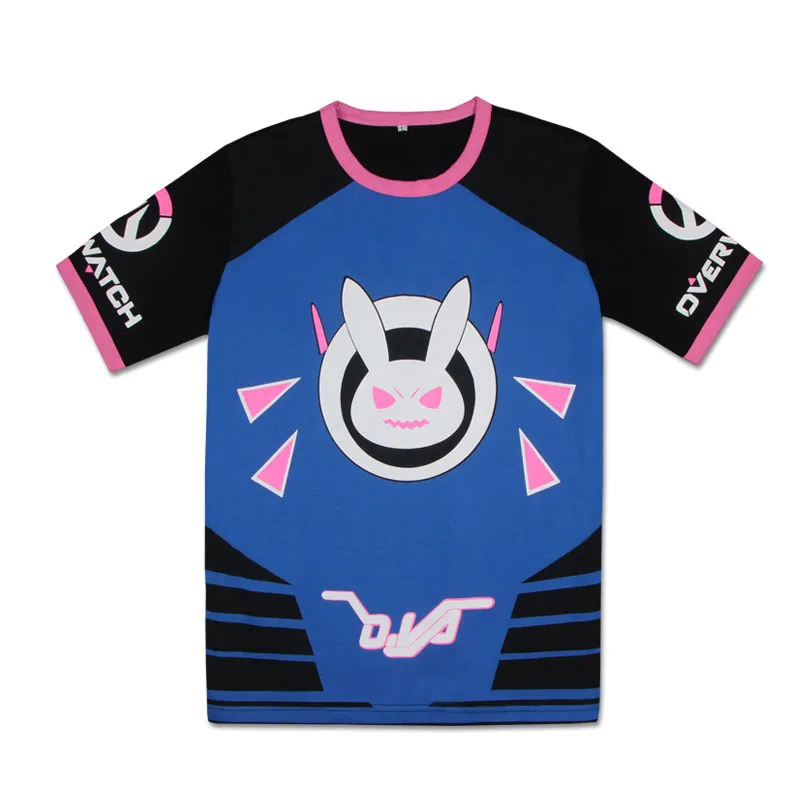 Coshome OW D.VA T Shirt Rabbit Cosplay Dva T-shirts Anime Costumes Tops Men Women Short Sleeve Summer Tees (4)