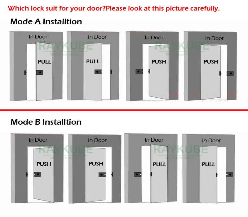 RAYKUBE Электрический дверной замок из нержавеющей стали интеллектуальное управление двигателем Электрический замок для системы контроля доступа двери Режим B R-E01