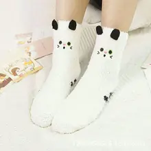 Женские разноцветные пушистые приятные тапочки в помещении для девочек, теплые зимние ворсистые носки с объемными милыми животными