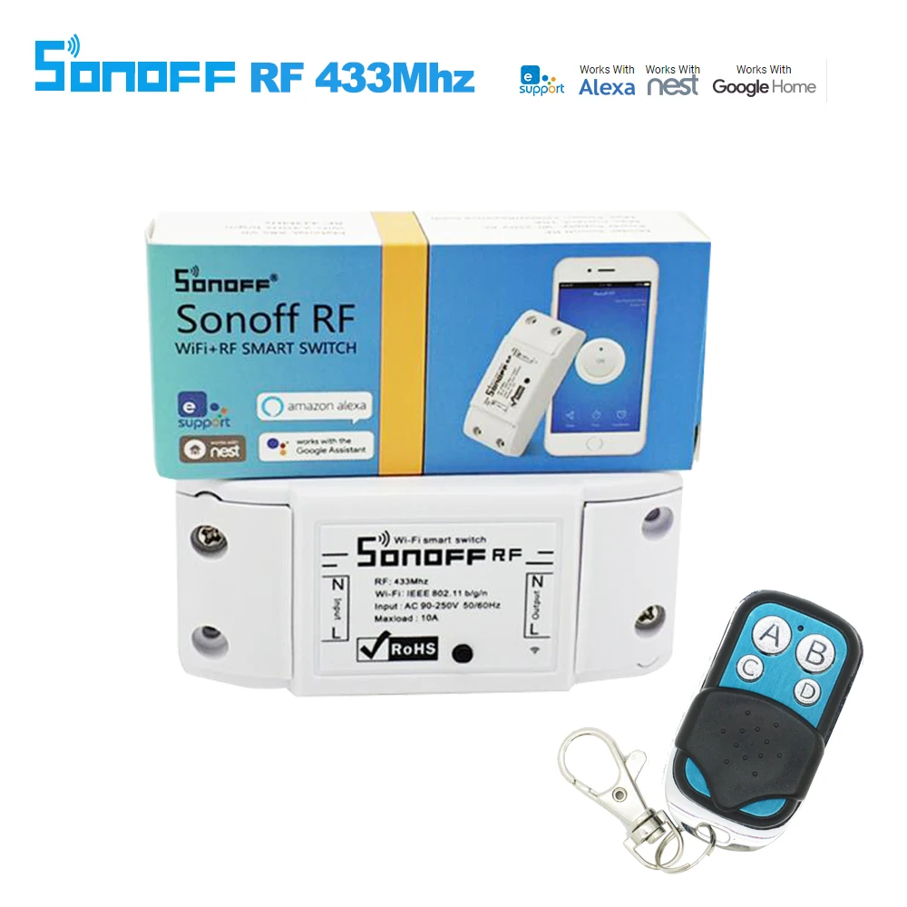 

Sonoff RF WiFi Smart Switch Interruptor 433Mhz RF Receiver Intelligent Remote Wireless Control For Smart Home Wi-fi Light Switch