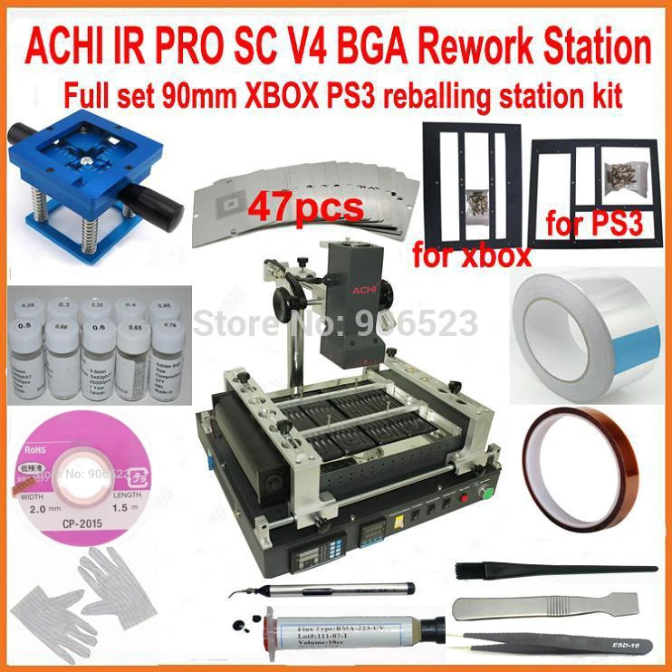 ACHI ir-pro SC V4 Инфракрасная паяльная станция+ Reball станции 90 мм 47 шт. комплект BGA трафареты для XBOX360 PS3 Wii ремонт