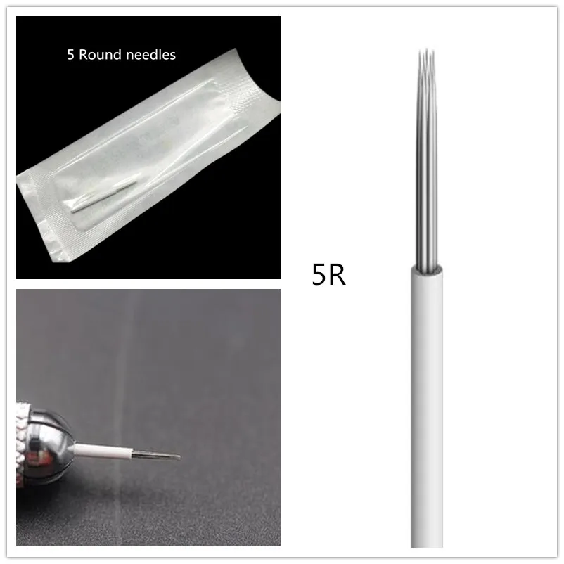 

500 pcs 5 R needles for manual pen Semi permanent makeup manual fog pen needle microblading eyebrow pen needles