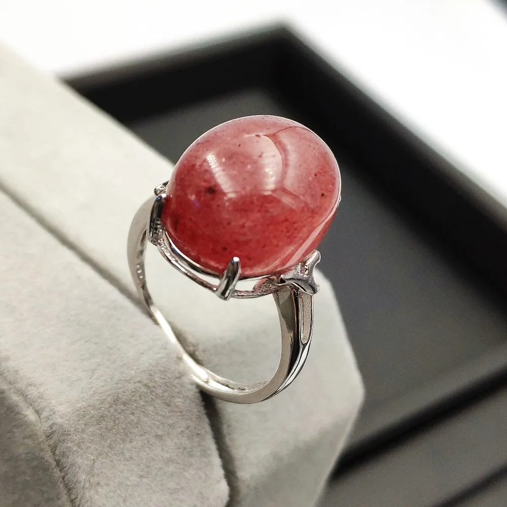 

Genuine Natural Ice Red Strawberry Quartz Woman Ring Newly Healing Stone Healing Stone 17x14mm Best Gift Drop Shipping AAAAA