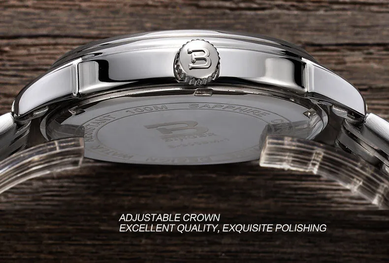 Роскошные швейцарские мужские кварцевые часы Бингер со стальным кожаным ремешком, водонепроницаемые
