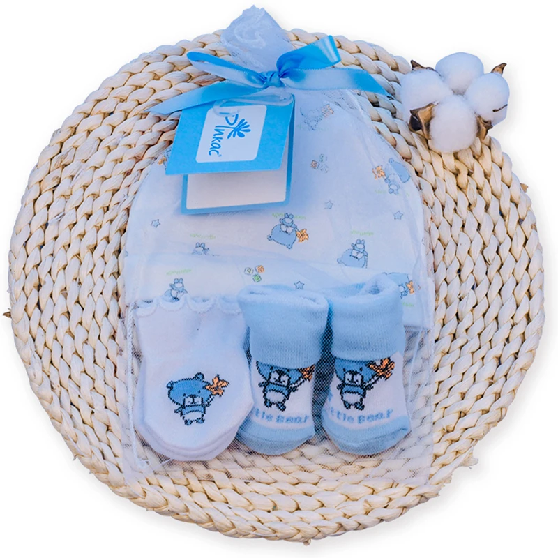 

Redkite Newborn Mittens Cap Baby Socks Set Lovely Pattern Unisex Gift Packing