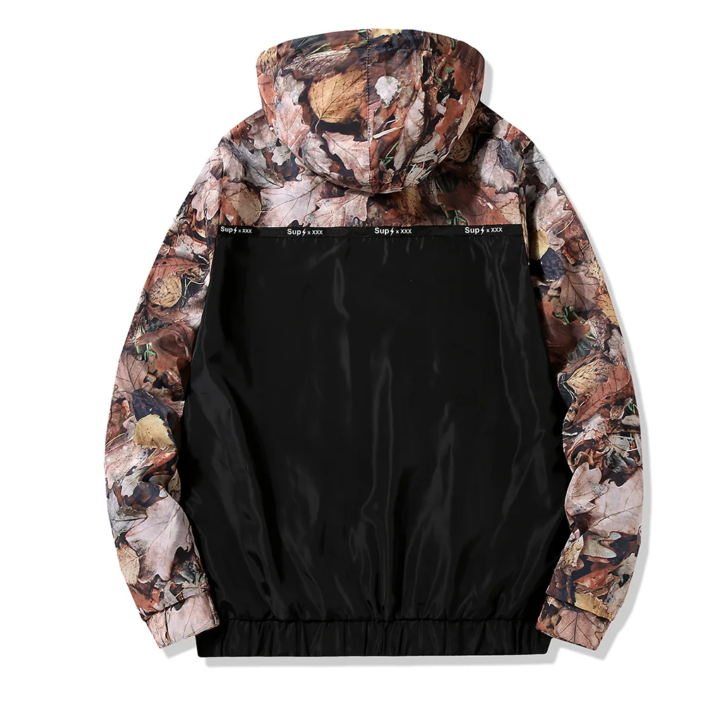 

Drop Shipping Men Tactical Jacket Trees and Leaves Camouflage Windbreaker Male Hooded Hunting Windproof US Size Free Shipping