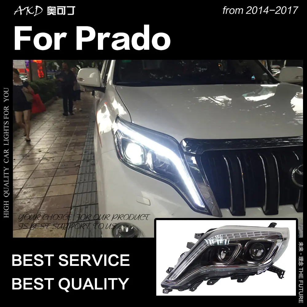  AKD Car Styling for Toyota Prado LC150 LED Headlight 2013-2017 Prado LED DRL Hid Head Lamp Angel Ey - 32858611404