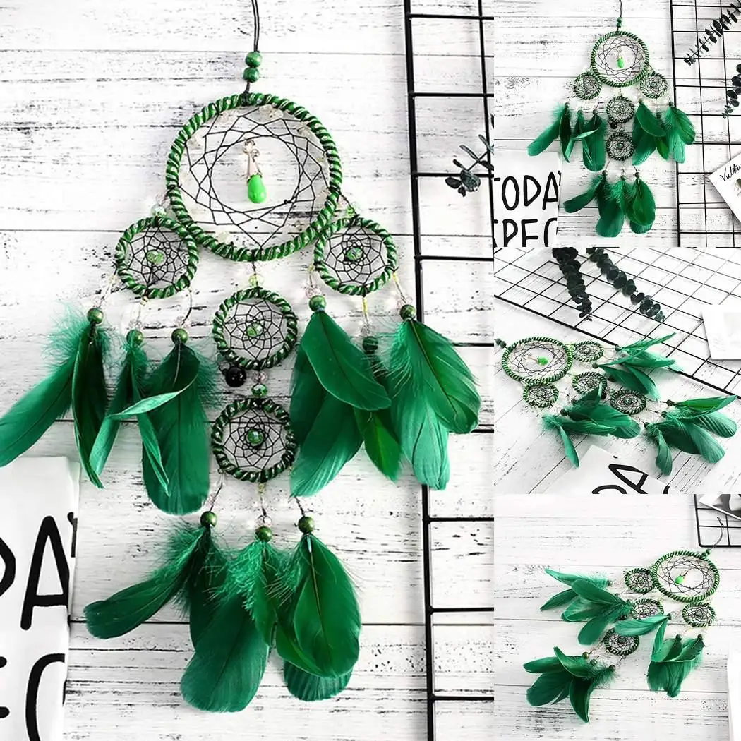 Полые перья плетеные навесные украшения для дома Dream Green Catcher|Ловцы снов и