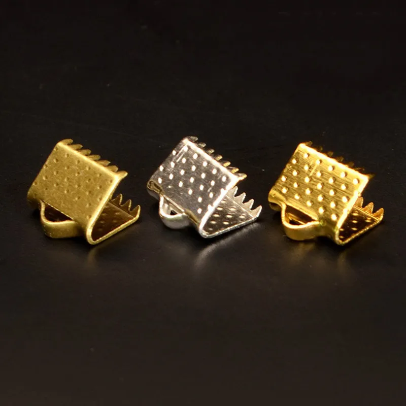 500 PCS Cove Clasps Cord End Caps String Ribbon Leather Clip Foldover Jewelry Connectors Crimp Beads For Making | Украшения и