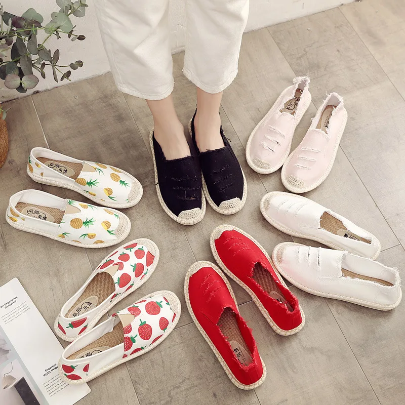 

Women Flats Shoes Slip On Casual Ladies Canvas Shoes Lazy Loafers Breathable Female Espadrilles 2019 Summer Autumn Footwear new