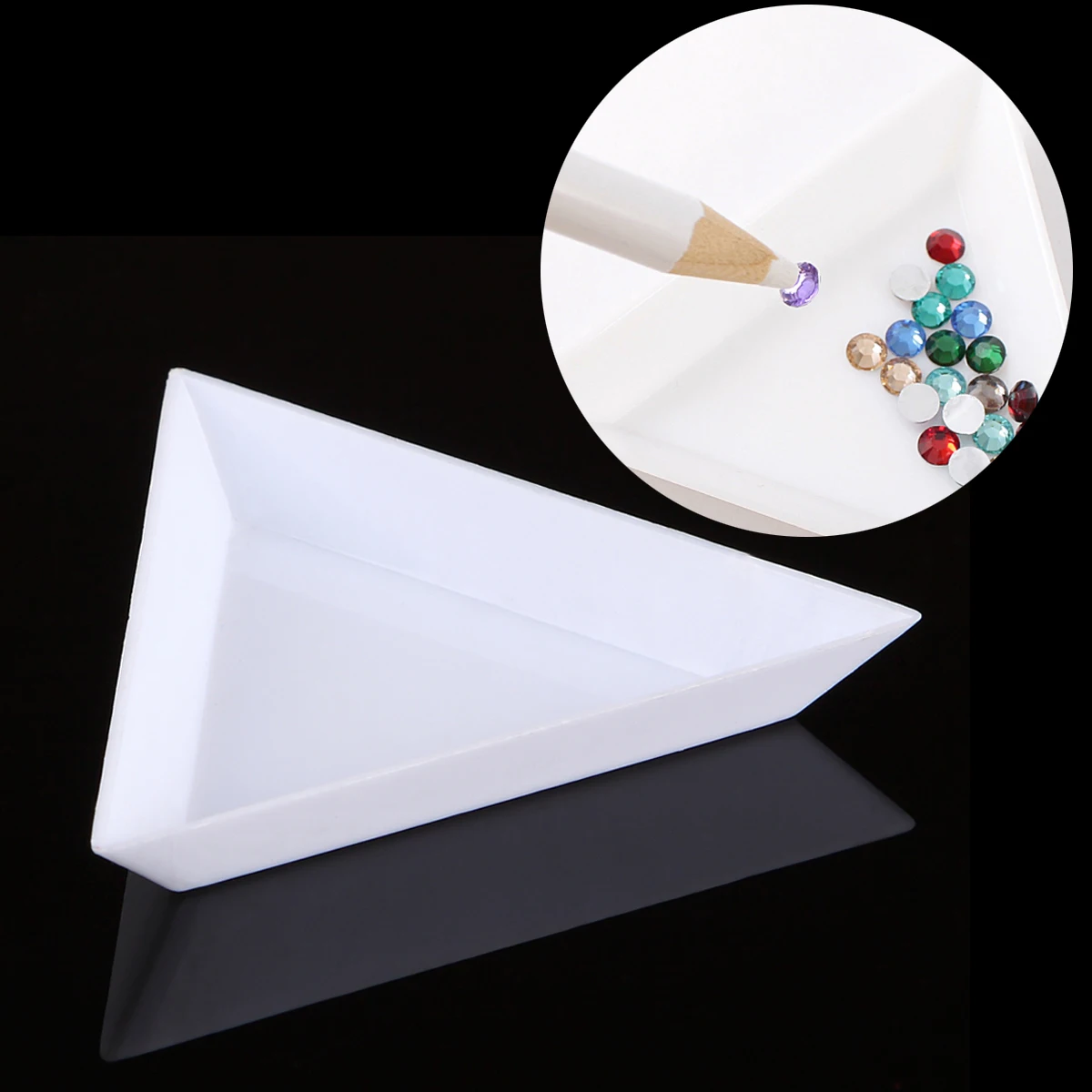 1 Pc Triangle Plastic Nail Art Gem Diamond Glitter Crystal Sorting