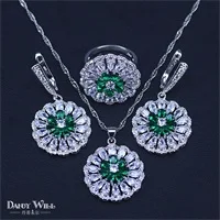 Продвижение белых фианитов 925 пробы Серебряные наборы свадебных ювелирных изделий для женщин браслет серьги ожерелье кулон