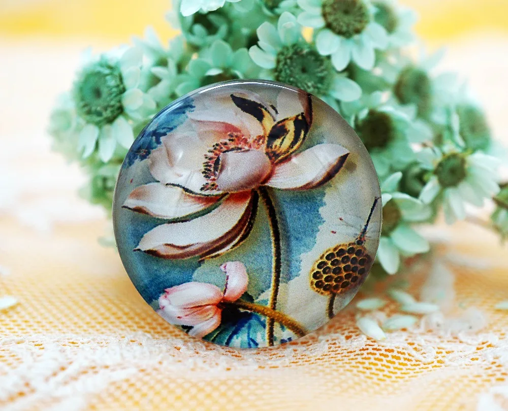 

2PCS/lot Round 30MM Flower Glass Cabochon for make bracelet necklace Jewelry for women 2019 earring pins brooch craft supply