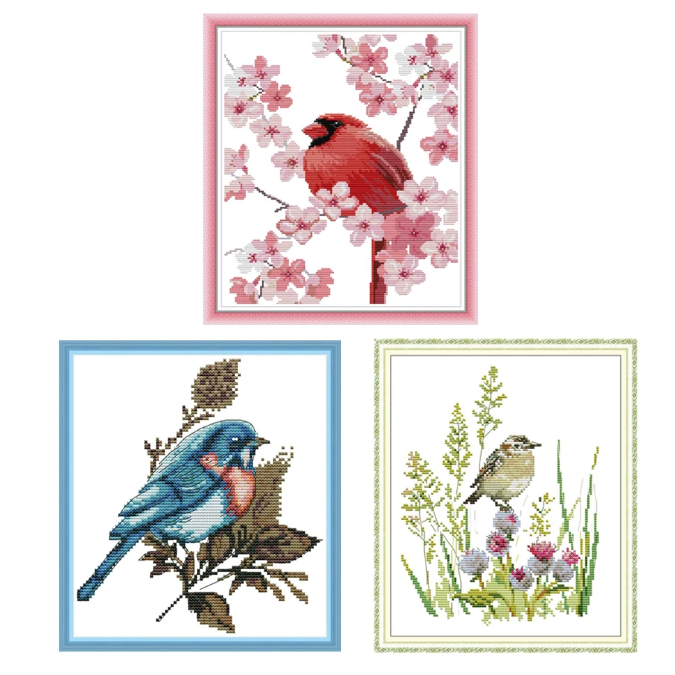 

Joy Sunday,little bird,cross stitch embroidery set ,printing cloth embroidery kit,needlework,bird pattern embroidery kit,