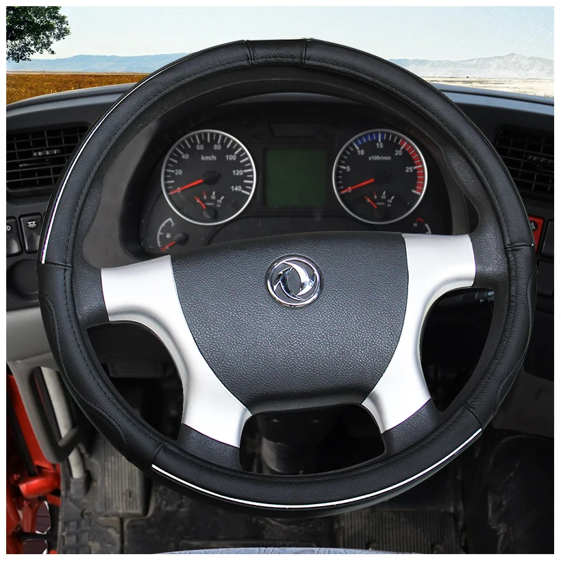 Genuine Leather Steering Wheel Covers for Car Bus Truck 36 38 40 42 45 47 50cm Diameter Auto Steering-wheel cover