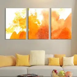 3 Панель Холст Wall Art оранжевый Цветной MultiSplattered акварельной живописи цифровая распечатка галерея обертки Современный домашний декор 16 "х 24" х