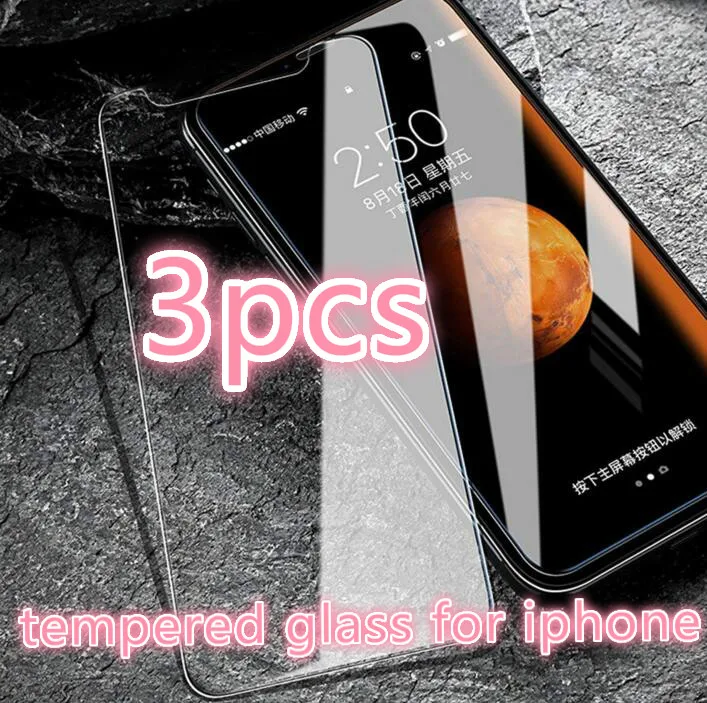 

3PCS Screenprotector Tempered Glass for IPhone X XR XS Max 8 7 6 6S Plus 5 5S SE Screen Protector Film Phone Verre Tremp Coque