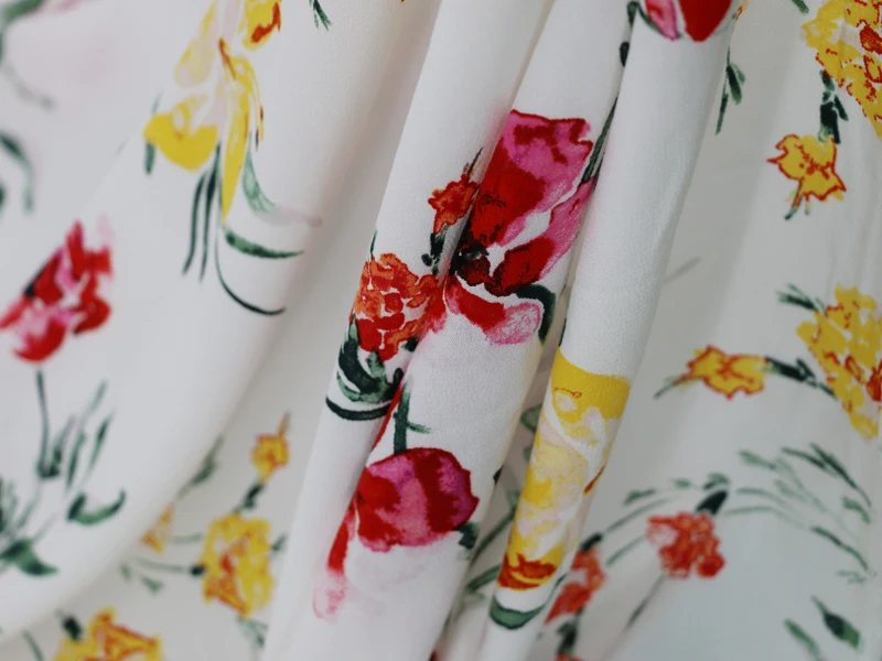 50cm*145cm vintage floral viscose rayon fabric cloth diy clothes crepe cotton material thin summer dress soft