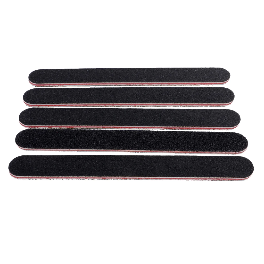 5 Pieces Professional 100/180 Grit Straight Black Pro Double Sided Manicure Nail Emery Boards Nail Polish Care Tools