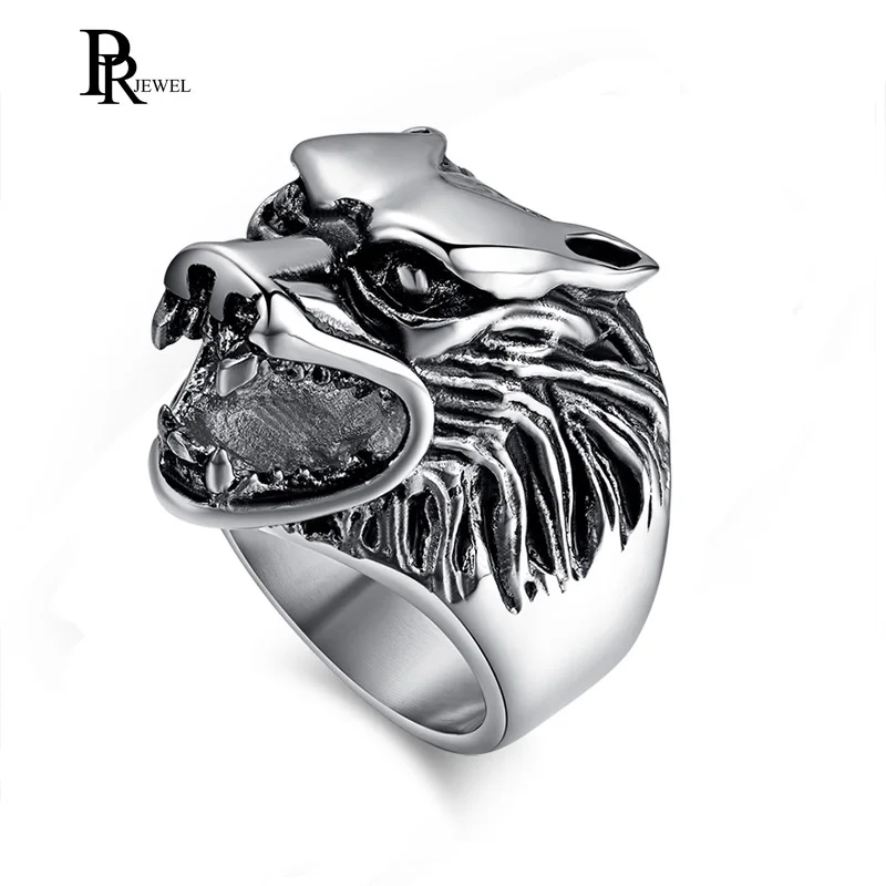 

Vintage Biker Men's Wolf Head Casting Stainless Steel Ring