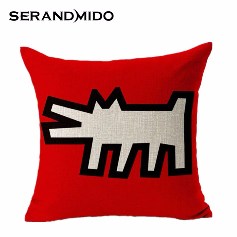 Keith Haring Abstract Painting Cushion Covers For Sofa 45*45cm Cotton