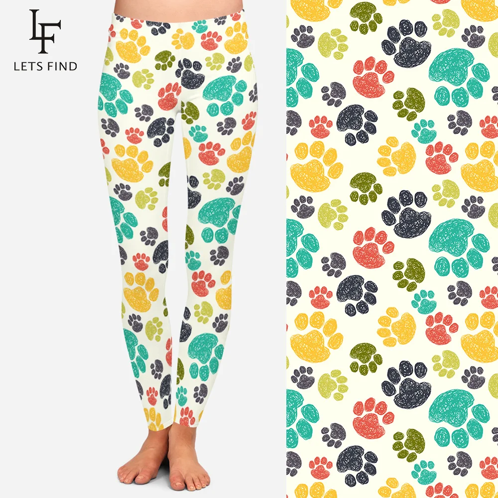 Fashion Colorful Dog Paws Printed Leggings Women Girl Sexy Fitness Legging High Quality Comfortable Workout Leggings Plus Size