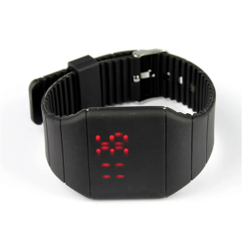 Идеальный подарок водонепроницаемые мужские женские цифровые светодиодный сенсорный спортивный силиконовый браслет наручные часы Levert Прямая поставка января-17 - Цвет: Черный
