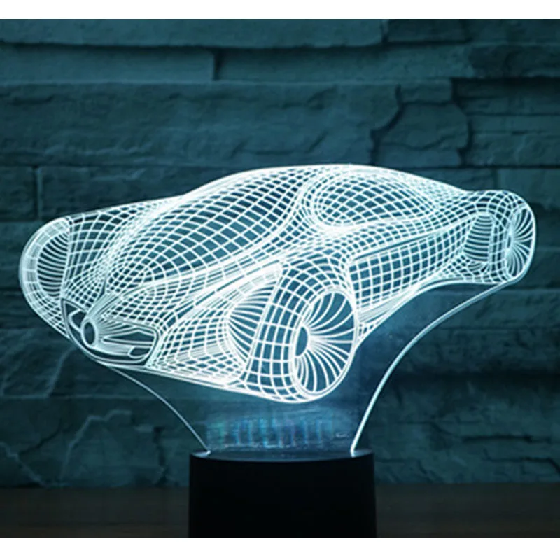 

3D LED Night Light Dynamic sports car with 7 Colors Light for Home Decoration Lamp Amazing Visualization Optical Illusion
