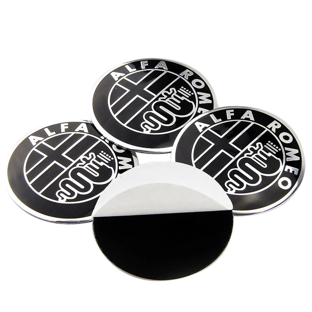 Black//White//Chrome Stickers 4pcs 56.5MM Wheel Center Caps Hub Cover for ALFA ROMEO 159 147 Brera