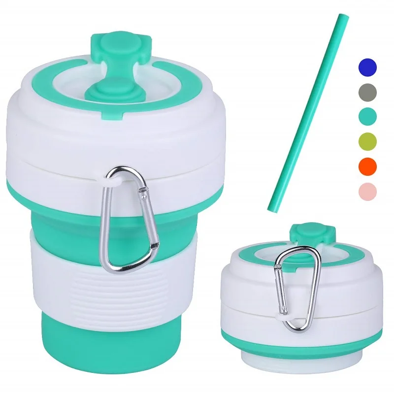 

350ml Multifunctional Silicone Collapsible Travel Cup Portable Sport Bottle with Lids and Expandable Scald Proof Drinking Cup