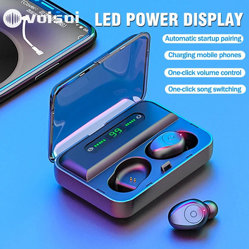 

F9 TWS Bluetooth 5.0 Earphones LED Display 1200mAh Power Bank Wireless Earphone 8D Stereo Earbuds Wireless Bluetooth Earphone