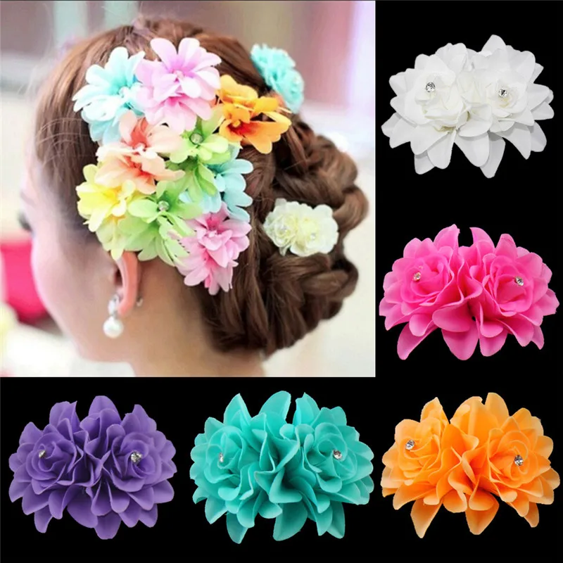 Orchid Flower Hair Clip Women's Bridal Wedding Hairpins Barrette Bridal