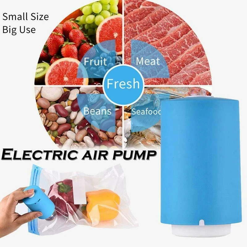 Mini Automatic Compression Vacuum Pump with Bags Househoud Snack Fresh Food Rod Strip Kitchen Tool With Bag Sealer Clamp