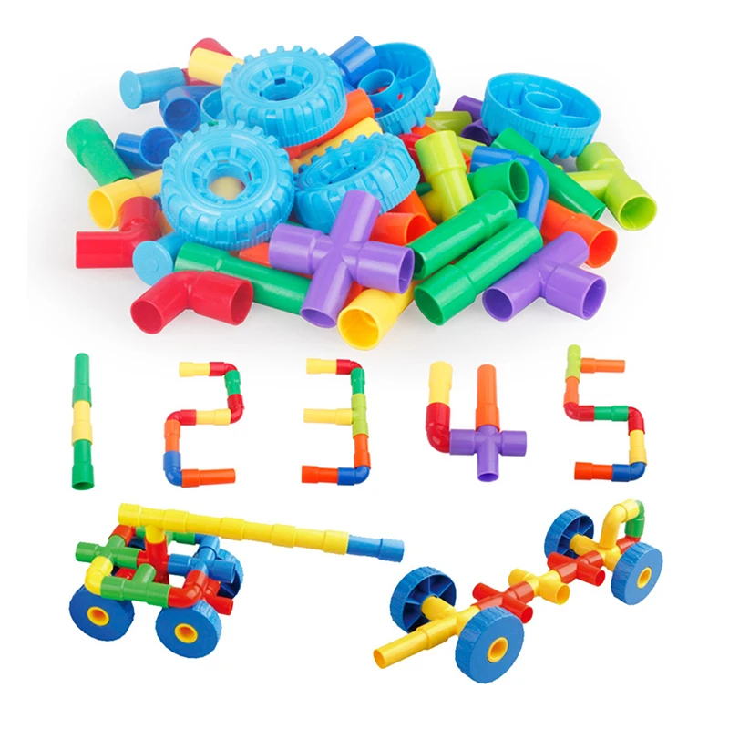 DIY Water Pipe Building Assembling Pipeline Tunnel Plastic Blocks Toys 6A 