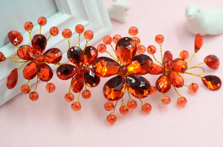 Handmade Contas de Cristal Cabelo de Noiva Flor de Strass Cabelo Jóias Prom Mantilha Headpieces Casamento Mulheres Meninas Acessórios Para o Cabelo (4)