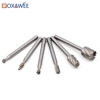 

6pcs Dremel Rotary Tools HSS Wood Milling Burrs Cutter Set DREMEL accessories MultiPro Drill's Special seat Rotary Burrs Set