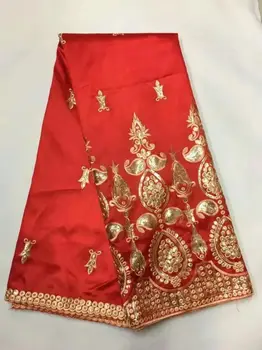 

African george lace fabric 2016 high quality lace red nigeria georges for wedding lace trim