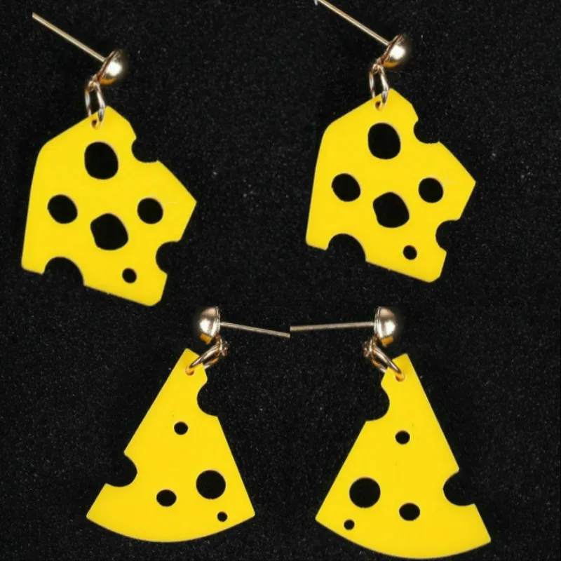 

New Fashion Cute Acrylic Cheese Kawaii Earrings for Women Harajuku Food Interesting Earrings Pendientes Mujer Moda 2019 Grandes