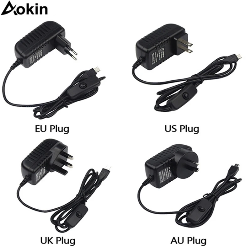 5 V/3A Raspberry Pi 3 Model B+ плюс Мощность адаптер ON/OFF переключатель питания зарядное устройство с выходом постоянного тока/адаптер переменного тока БП Источники питания