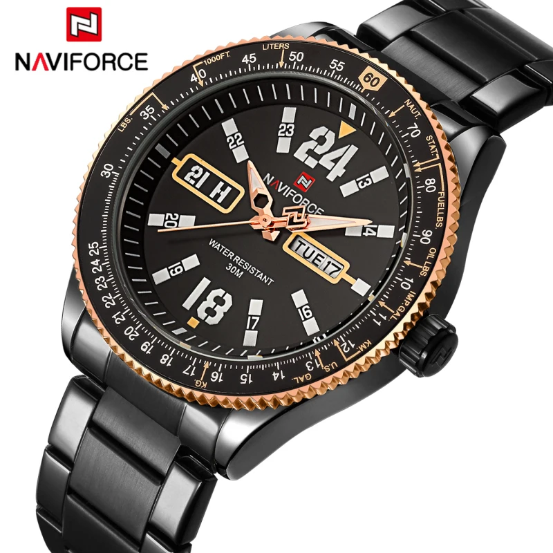 NAVIFORCE Брендовые Часы мужские спортивные кварцевые часы с подсветкой 30 м