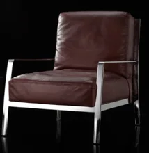 Cuero genuino / ocio / silla de sala de estar muebles para el hogar de estilo post moderno con patas de acero inoxidable marco